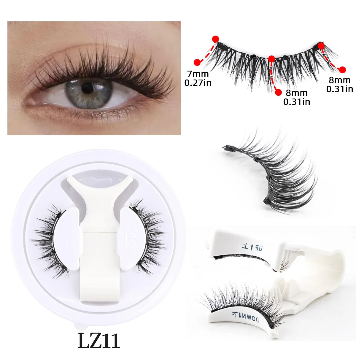 Hot Magnetic Eyelashes Set 1 Pair Reusable No Glue Needed False Eyelashes with Magnetic Tweezers Curly Faux Lashes Makeup Tool